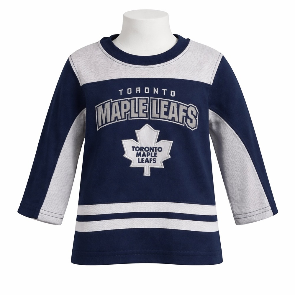 Size 2‎ NHL Toronto Maple Leafs Kids Hockey Shirt Long Sleeve Blue Jersey Top
